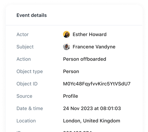 Audit log event details