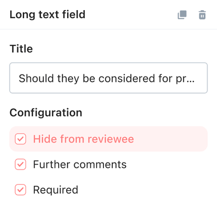 hide questions from reviewees