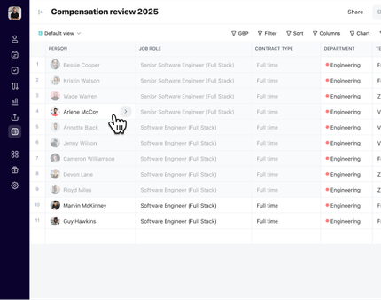 open profiles from tables