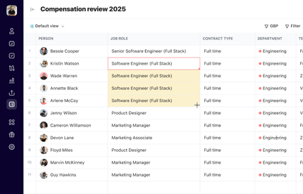 drag-to-fill in tables