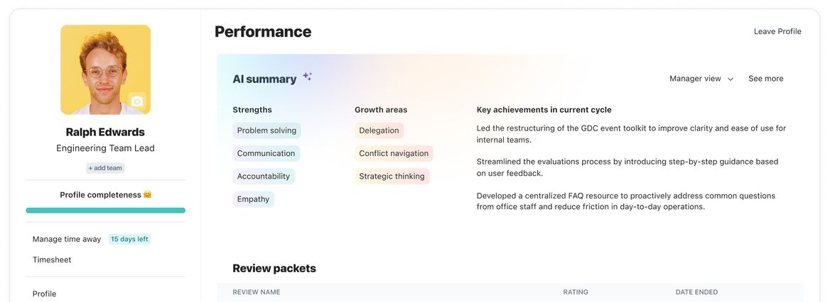 AI performance review summaries