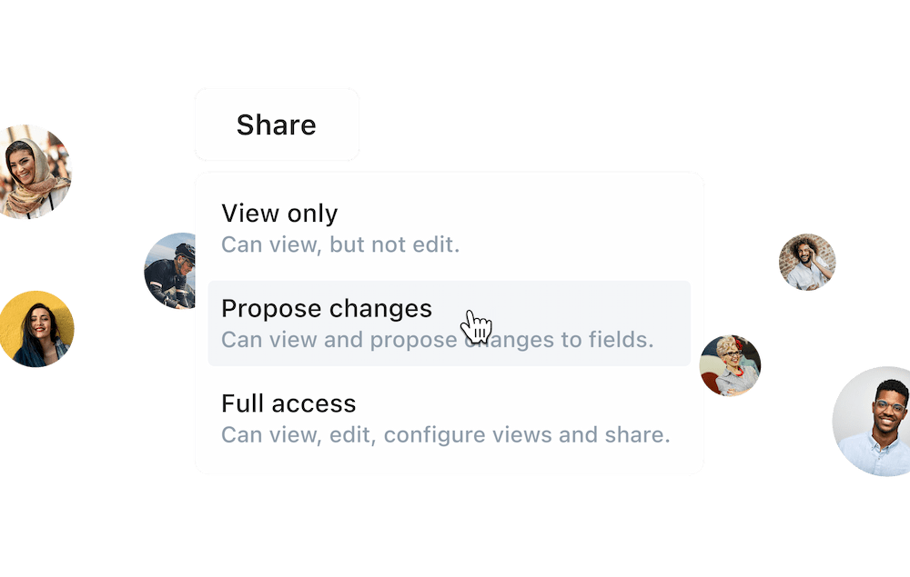 Team collaboration interface with shared employee data views
