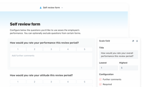 Performance review form builder