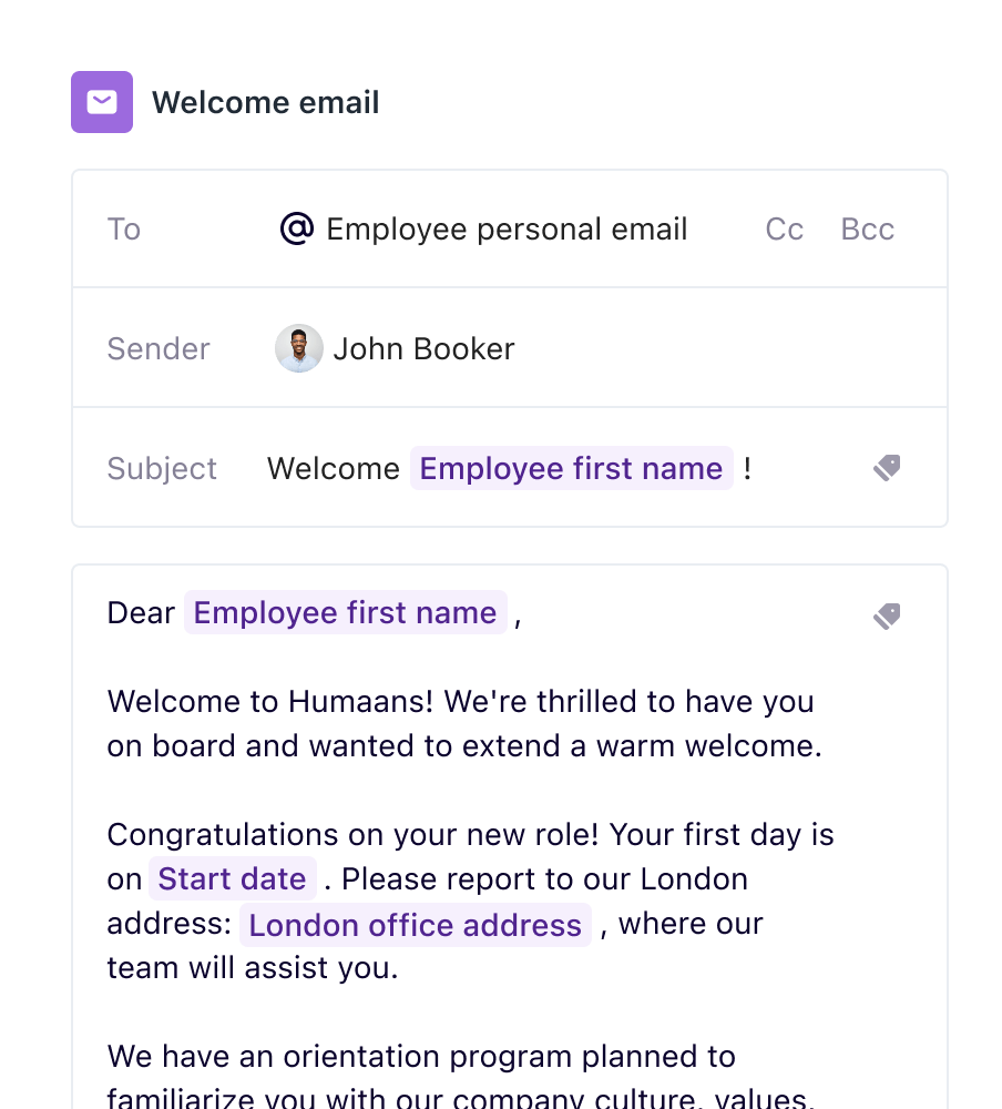 Automated email workflow configuration