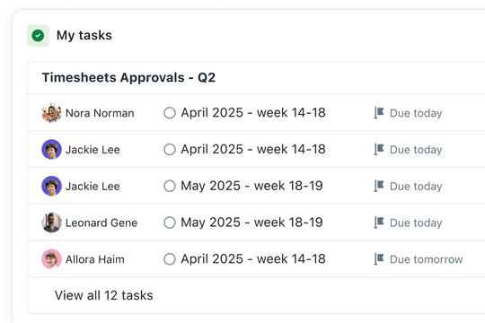 timesheet approvals