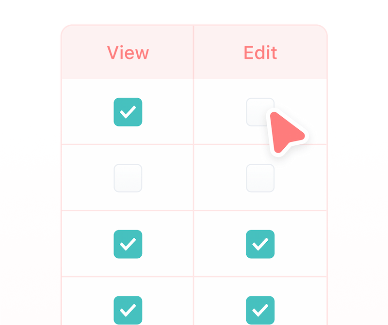 Permission settings panel for controlling data access